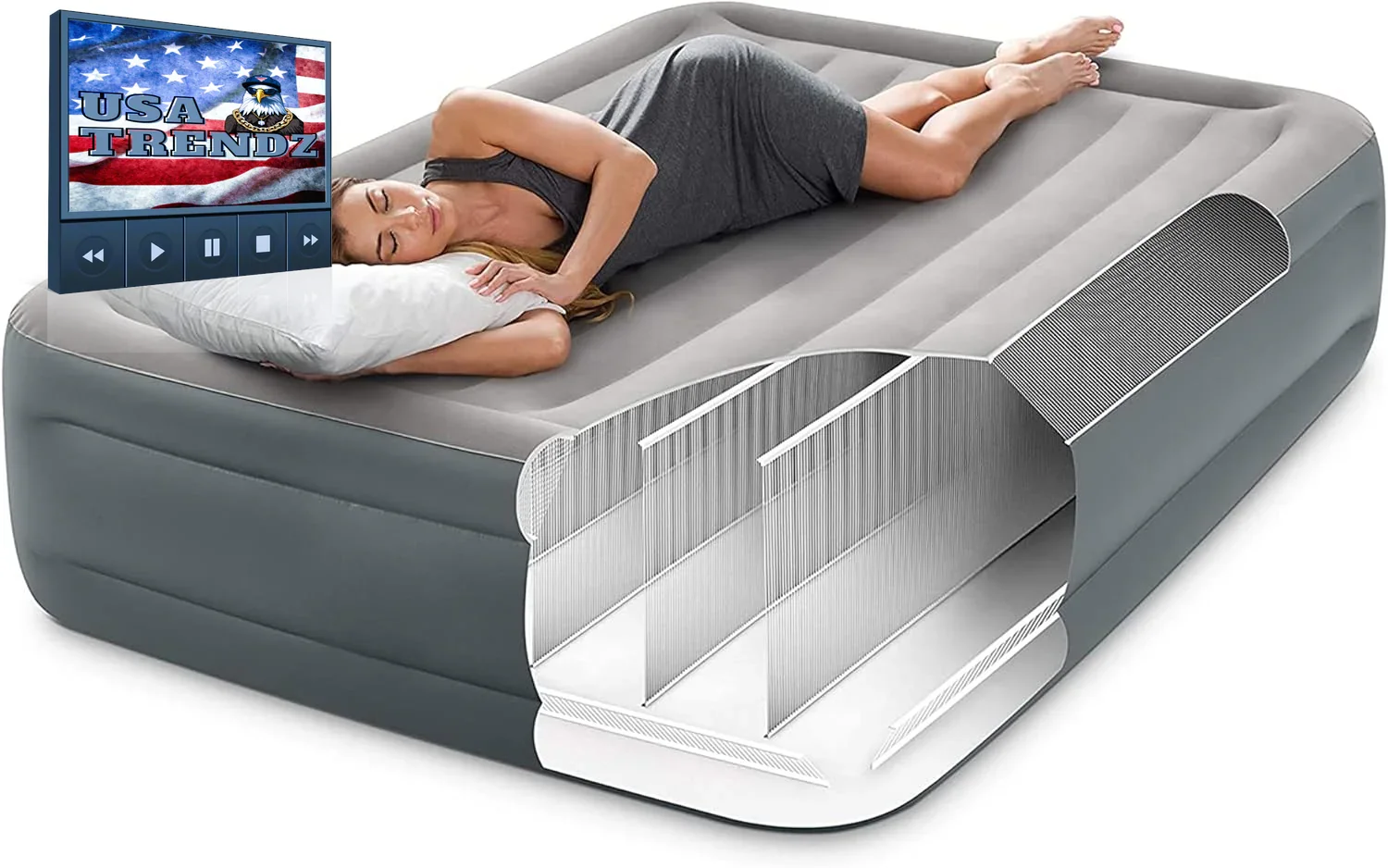 Experience Ultimate Comfort with the 64125ED Dura-Beam Essential Rest Queen Air Mattress – Built-In Electric Pump & 600Lb Capacity for Indoor & Outdoor Adventure