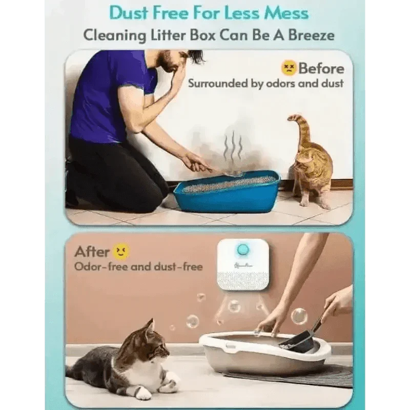 White Air Purifier with Blue Light Downypaws Litter Box Cat Air Deodoriser by DownyPaws Official Store