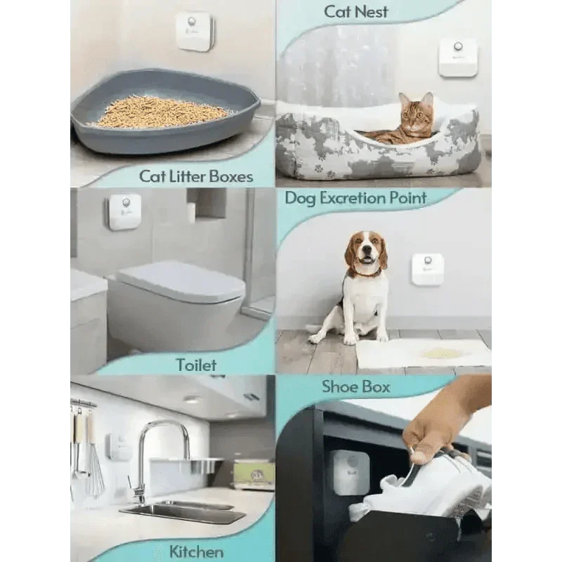 White Air Purifier with Blue Light Downypaws Litter Box Cat Air Deodoriser by DownyPaws Official Store