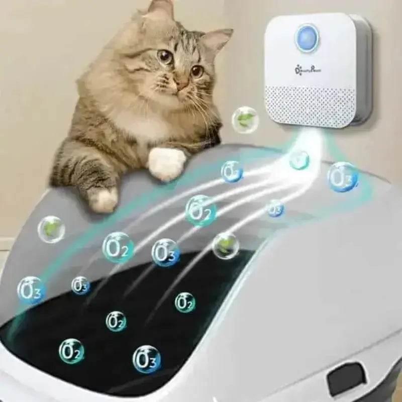 White Air Purifier with Blue Light Downypaws Litter Box Cat Air Deodoriser by DownyPaws Official Store