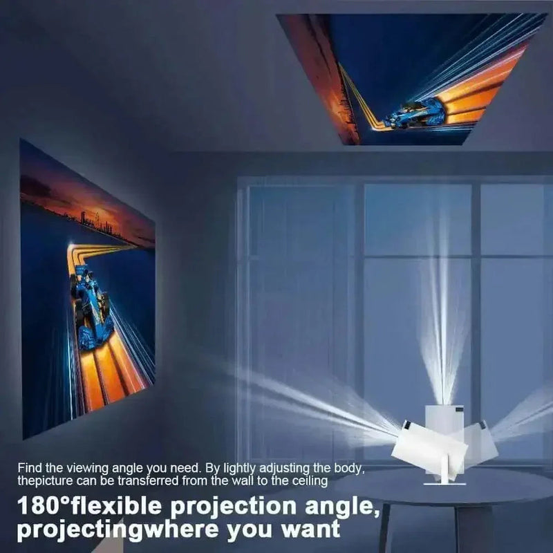 White Cylinder Portable Cinema Smart Projector portable projector by Transpeed Official Store