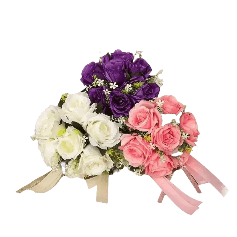 White Rose Wedding Bouquet Artificial Silk Rose - GiFTiFY