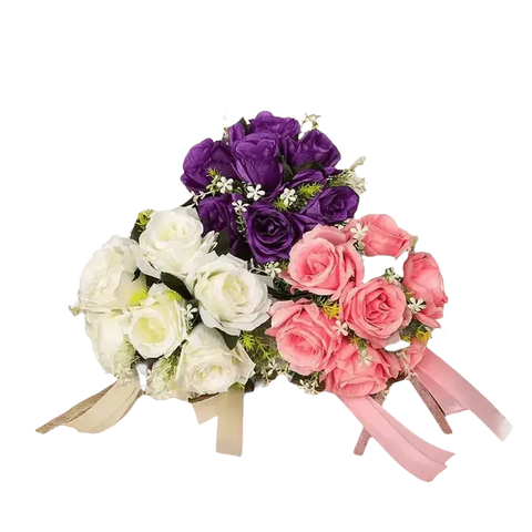 White Rose Wedding Bouquet Artificial Silk Rose - GiFiFY
