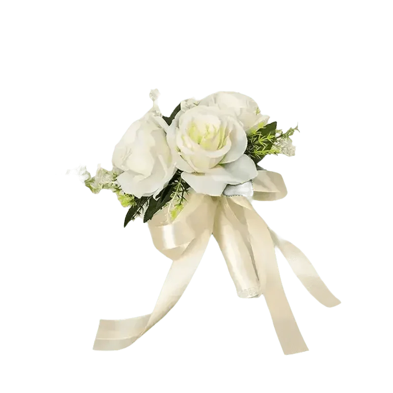 White Rose Wedding Bouquet Artificial Silk Rose - GiFTiFY