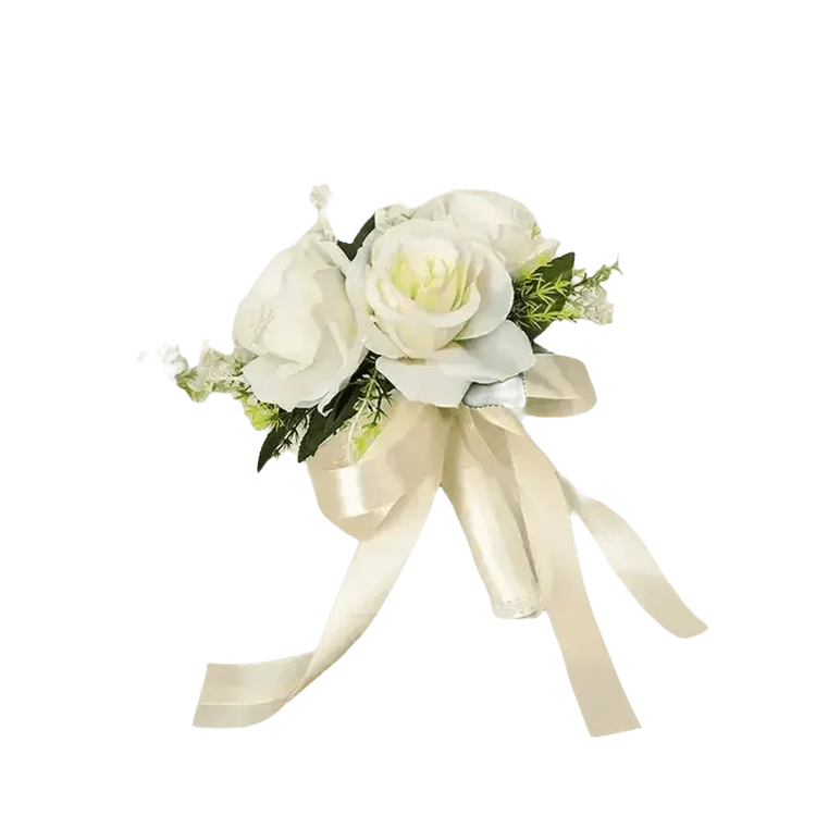 White Rose Wedding Bouquet Artificial Silk Rose - GiFTiFY