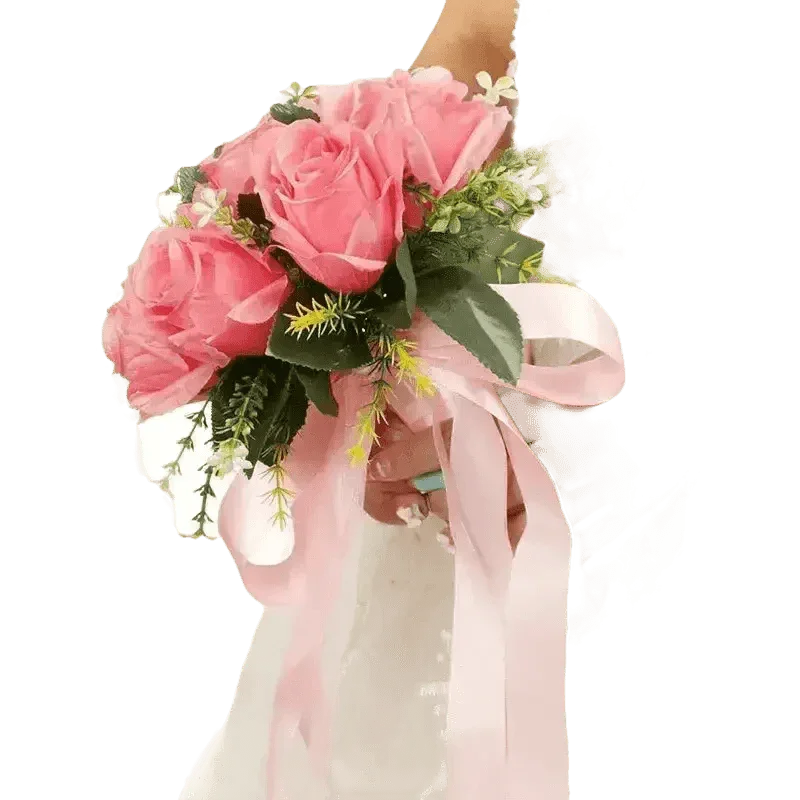 White Rose Wedding Bouquet Artificial Silk Rose - GiFTiFY