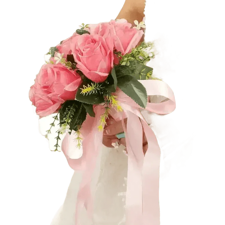 White Rose Wedding Bouquet Artificial Silk Rose - GiFTiFY