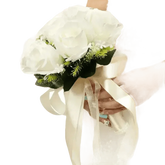 White Rose Wedding Bouquet Artificial Silk Rose - GiFTiFY