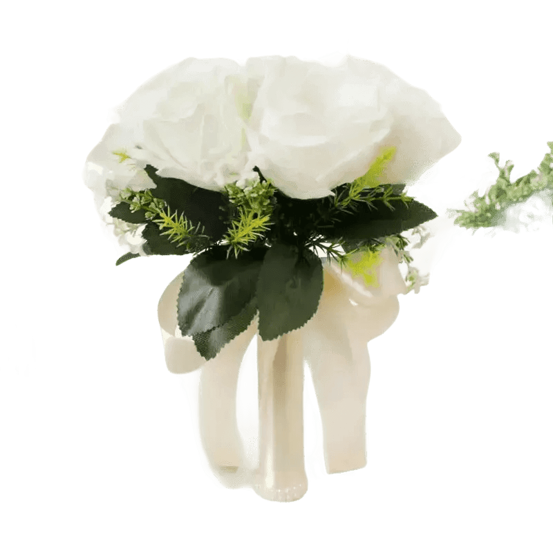 White Rose Wedding Bouquet Artificial Silk Rose - GiFTiFY