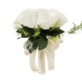 White Rose Wedding Bouquet Artificial Silk Rose - GiFTiFY
