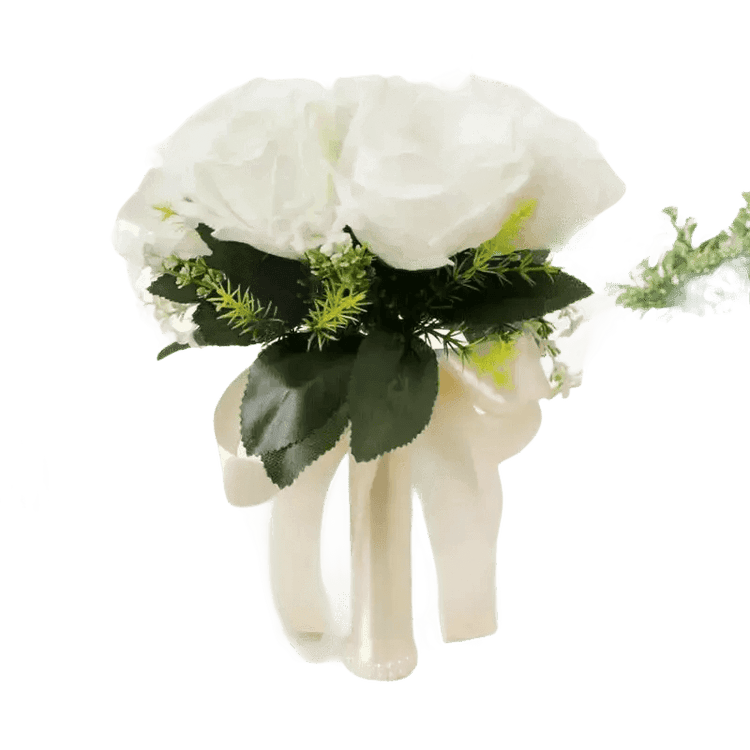 White Rose Wedding Bouquet Artificial Silk Rose - GiFTiFY