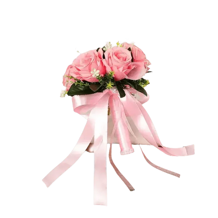 White Rose Wedding Bouquet Artificial Silk Rose - GiFTiFY