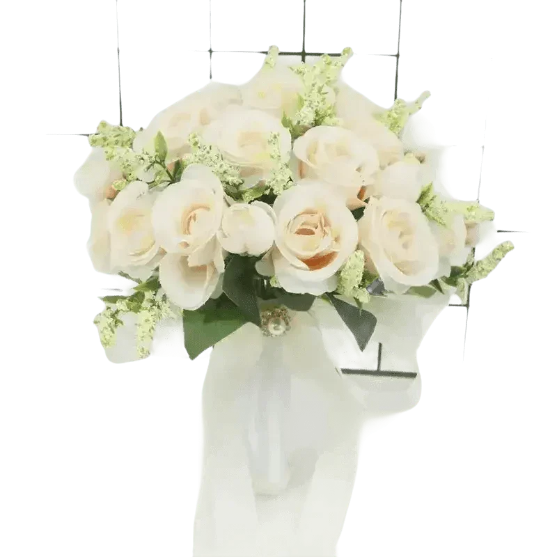 White Silk Flowers Wedding Bouquet Flower Bouquet by YO CHO Store