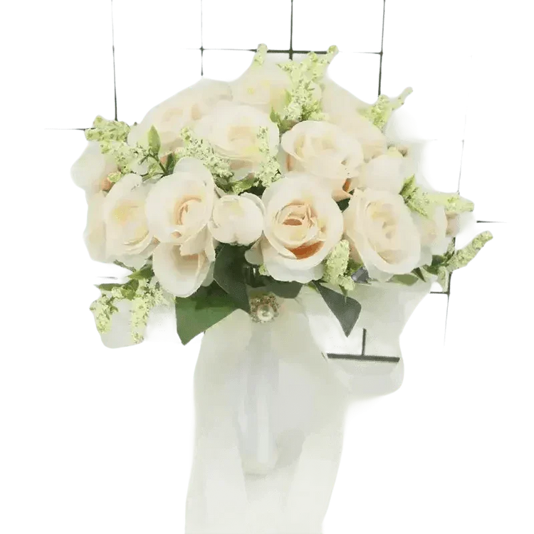 White Silk Flowers Wedding Bouquet - GiFTiFY