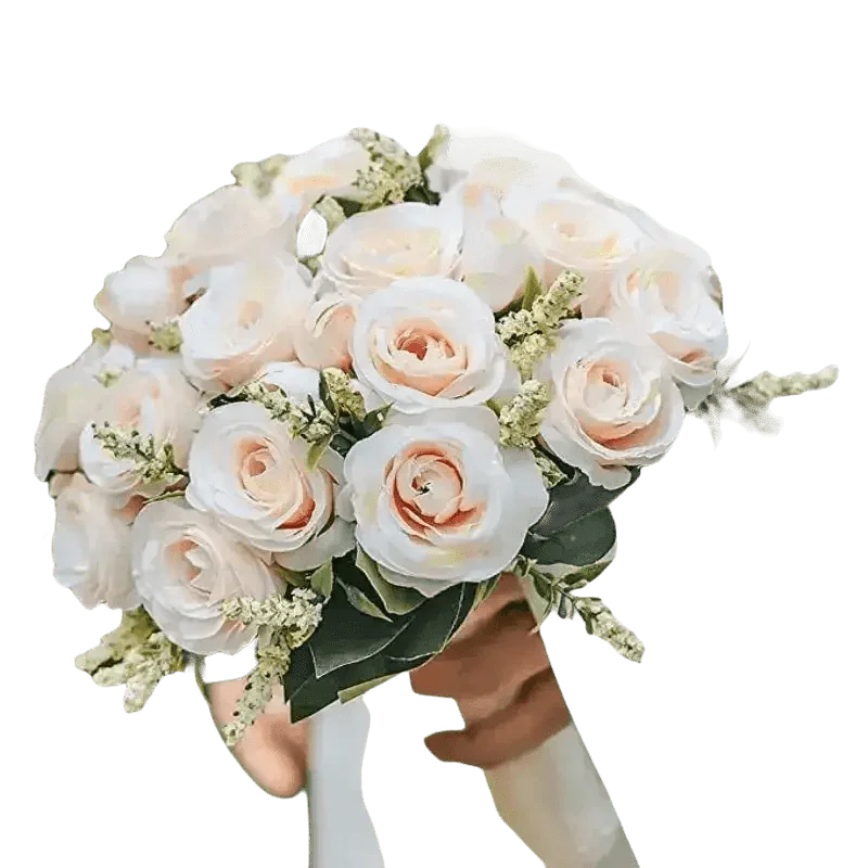 White Silk Flowers Wedding Bouquet Flower Bouquet by YO CHO Store