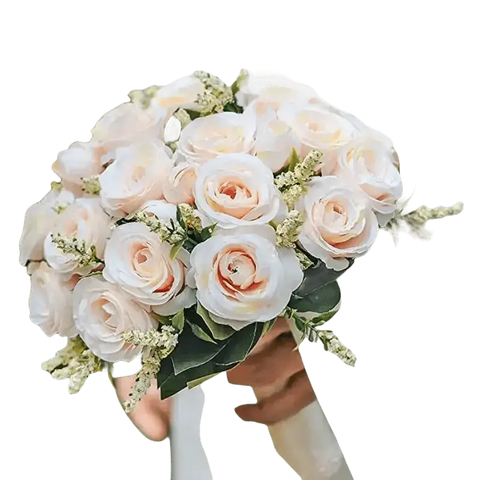White Silk Flowers Wedding Bouquet - GiFiFY