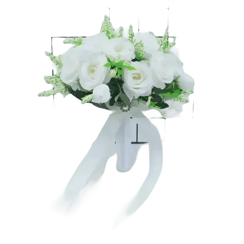 White Silk Flowers Wedding Bouquet Flower Bouquet by YO CHO Store