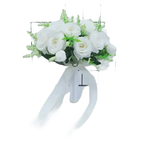 White Silk Flowers Wedding Bouquet - GiFiFY