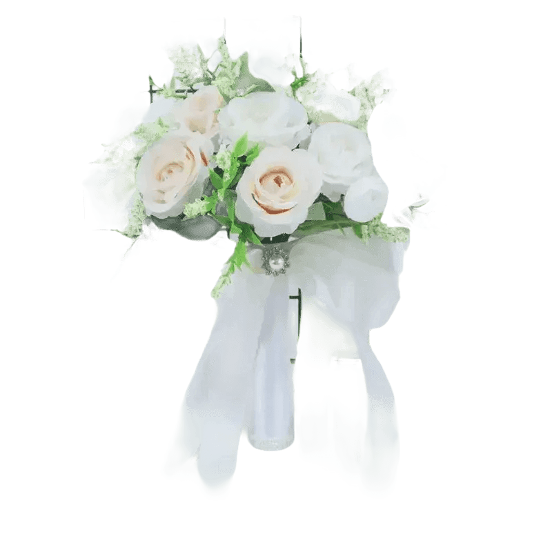 White Silk Flowers Wedding Bouquet Flower Bouquet by YO CHO Store