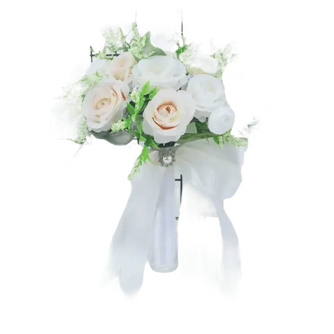 White Silk Flowers Wedding Bouquet - GiFiFY