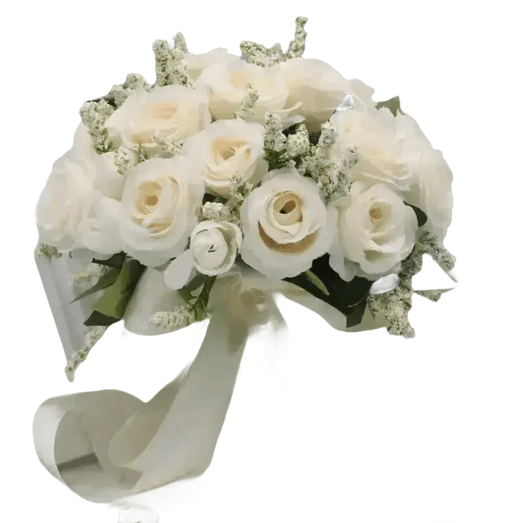 White Silk Flowers Wedding Bouquet - GiFTiFY