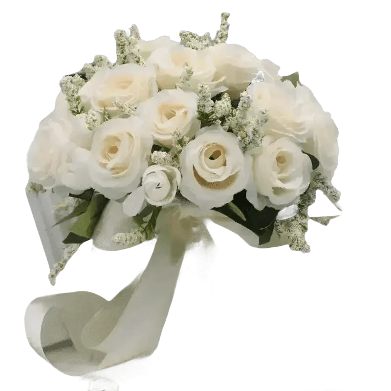 White Silk Flowers Wedding Bouquet Flower Bouquet by YO CHO Store