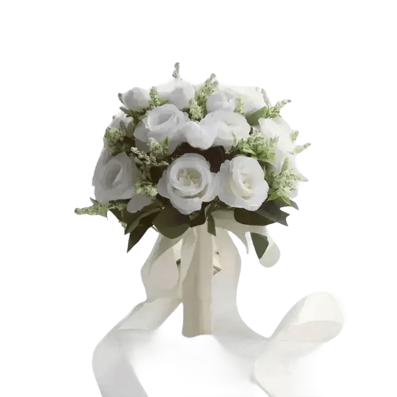 White Silk Flowers Wedding Bouquet - GiFTiFY