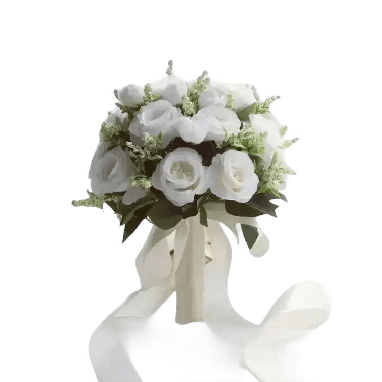 White Silk Flowers Wedding Bouquet - GiFTiFY