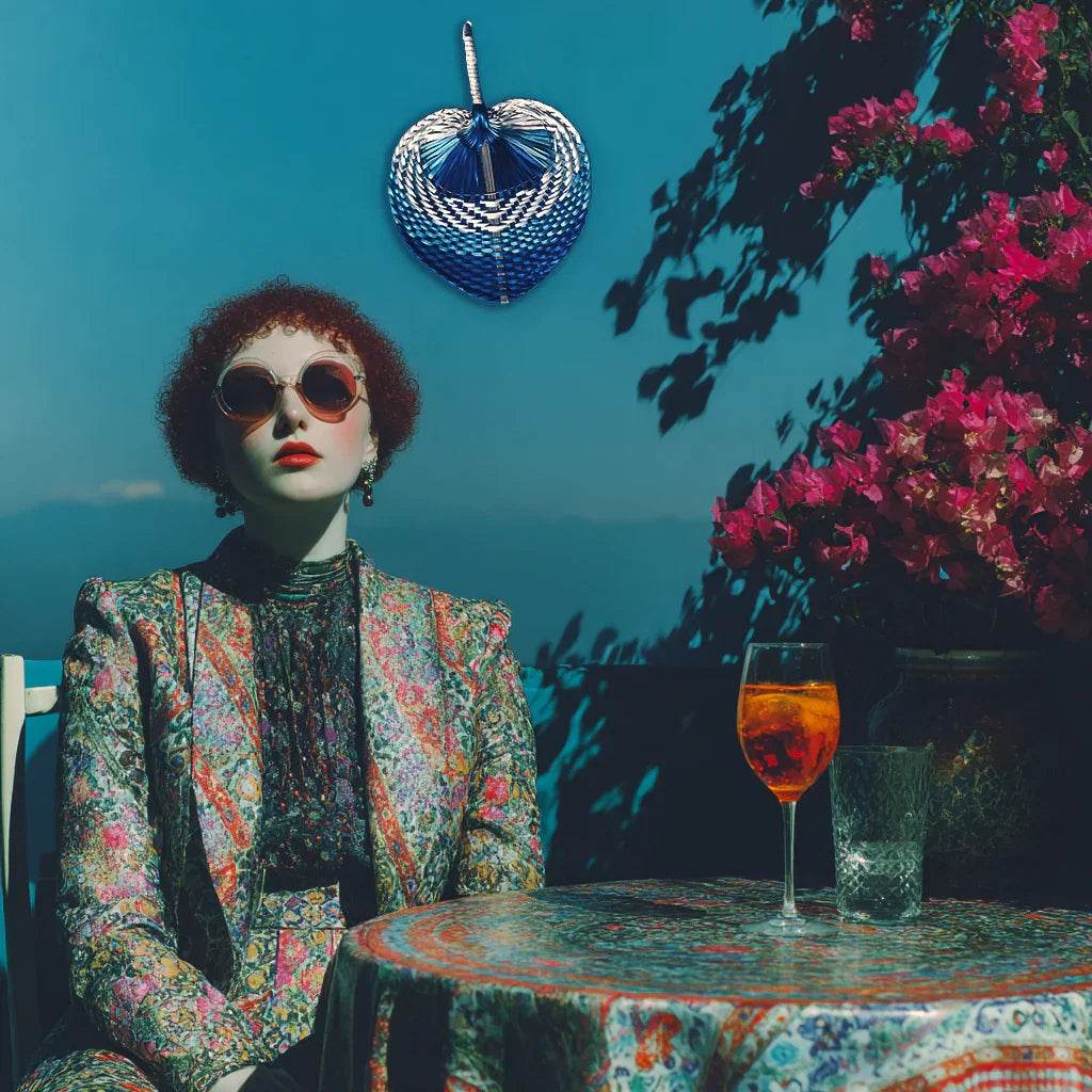 Tricolor Raffia Handmade Fan - GiFTiFY