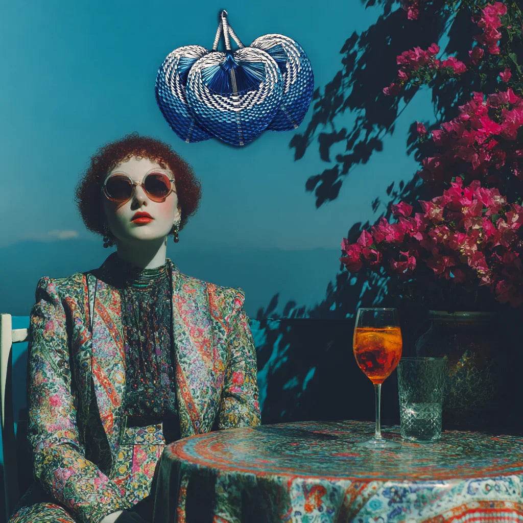 Tricolor Raffia Handmade Fan - GiFTiFY