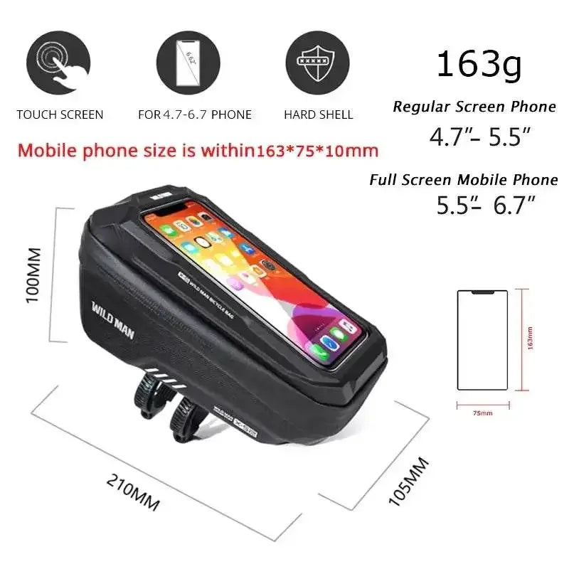 WILD MAN Mountain Bike Bag Front Handlerbar Bag Rainproof 6.8inch Mobile Phone Case Bicycle Top Tube Bag Cycling Accessories Mountain Bike Bag by DSERS