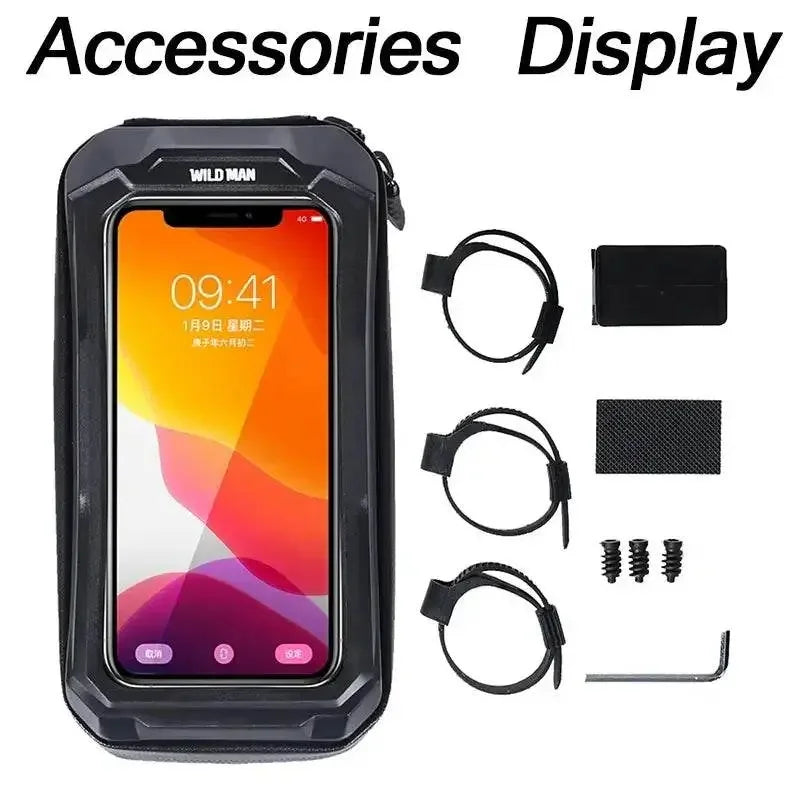WILD MAN Mountain Bike Bag Front Handlerbar Bag Rainproof 6.8inch Mobile Phone Case Bicycle Top Tube Bag Cycling Accessories Mountain Bike Bag by DSERS