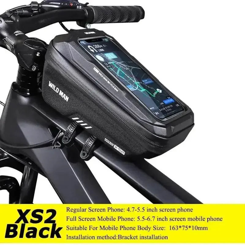 WILD MAN Mountain Bike Bag Front Handlerbar Bag Rainproof 6.8inch Mobile Phone Case Bicycle Top Tube Bag Cycling Accessories Mountain Bike Bag by DSERS