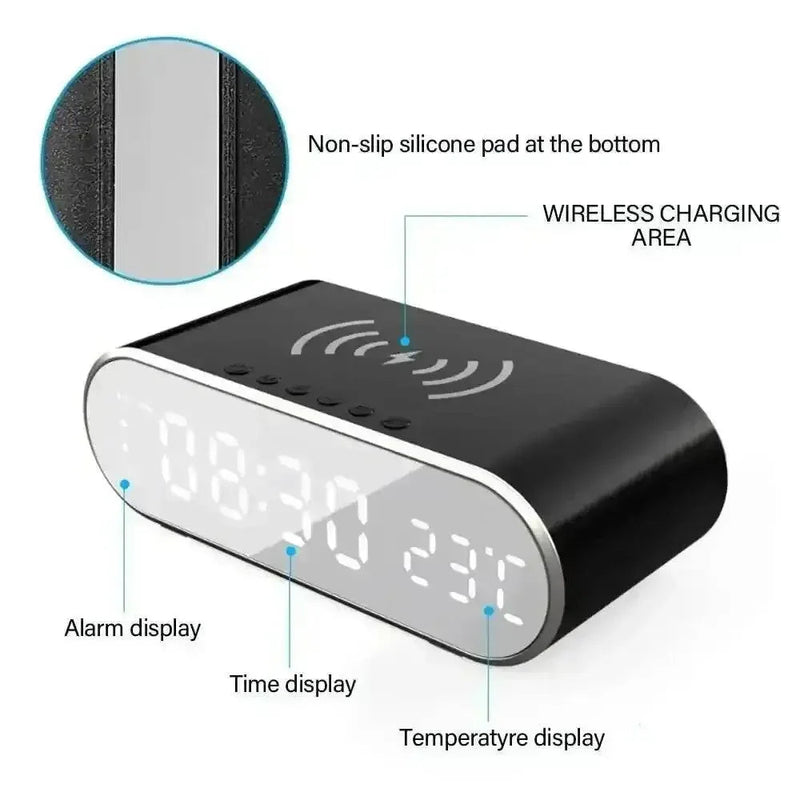 Wireless Charger Alarm Clock Time LED Digital Thermometer Earphone Phone Chargers Fast Charging Station Dock for iPhone Samsung Wireless Charger by DSERS