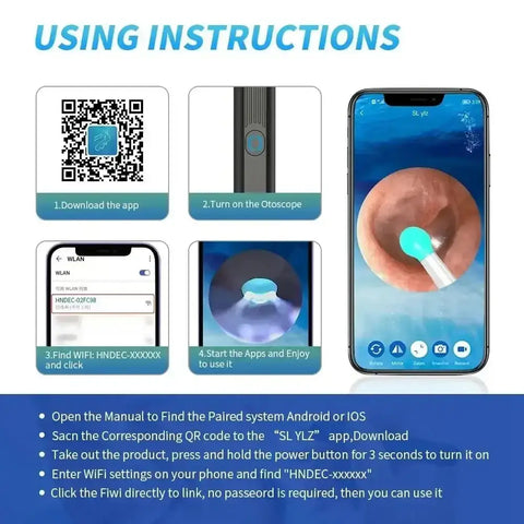 Wireless Ear Cleaning Mobile phone Link Camera LED light Wireless Ear Endoscope Earwax Cleaning - GiFiFY