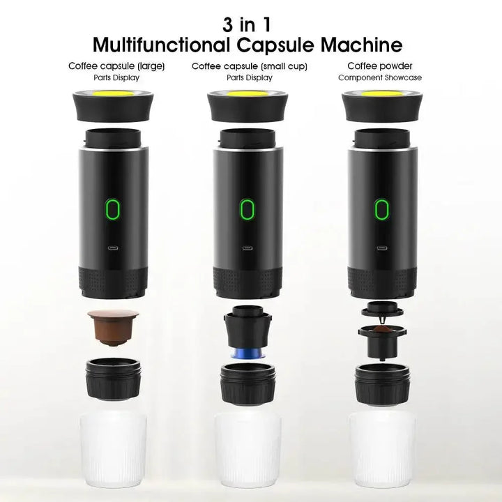 Wireless Electric Portable Espresso Coffee Machine for Car & Home Camping Coffee Maker 3-in-1 Capsule Powder Travel Coffee Maker - GiFTiFY
