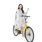 Woman in Colorful Waterproof Long Raincoat on Yellow Bicycle - GiFTiFY