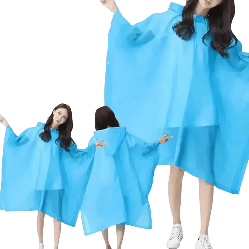 Woman in Colorful Waterproof Long Raincoat on Yellow Bicycle Raincoat by Lemonkid Hat Slipper Raincoat Store