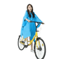 Woman in Colorful Waterproof Long Raincoat on Yellow Bicycle - GiFTiFY