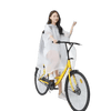 Woman in Colorful Waterproof Long Raincoat on Yellow Bicycle - GiFTiFY