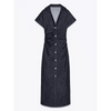 Women Denim V-neck Short Sleeved Long Dress Chic Slim Fit Single Breast Slit Vestidos New High Street Casual Solid Commuter Gown - GiFTiFY