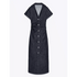 Women Denim V-neck Short Sleeved Long Dress Chic Slim Fit Single Breast Slit Vestidos New High Street Casual Solid Commuter Gown - GiFTiFY