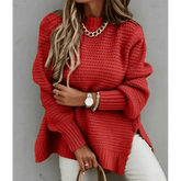 Womens Oversized Knit Mock Neck Pullover Sweater - GiFTiFY