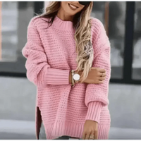 Womens Oversized Knit Mock Neck Pullover Sweater