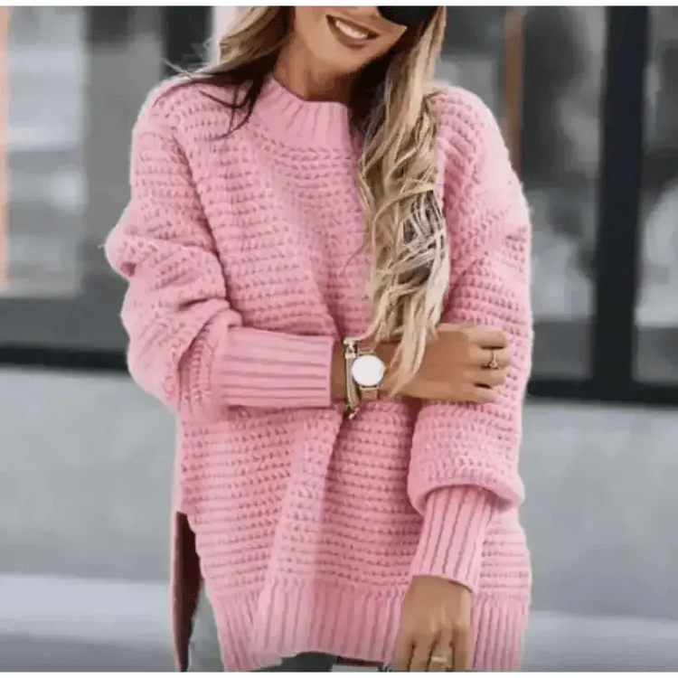 Womens Oversized Knit Mock Neck Pullover Sweater - GiFTiFY