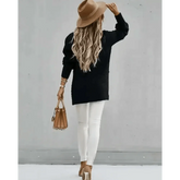 Womens Oversized Knit Mock Neck Pullover Sweater - GiFTiFY