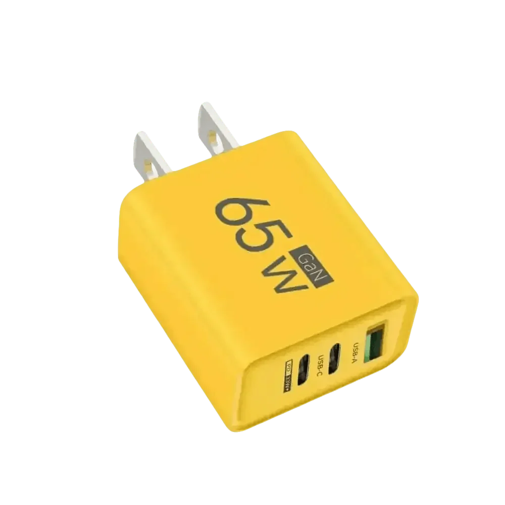 Yellow 65W GaN USB Charger Type C Adapter USB Charger by Cellphone 3C Store