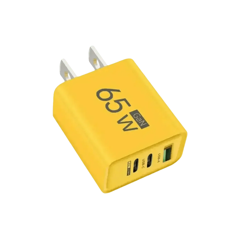 Yellow 65W GaN USB Charger Type C Adapter USB Charger by Cellphone 3C Store