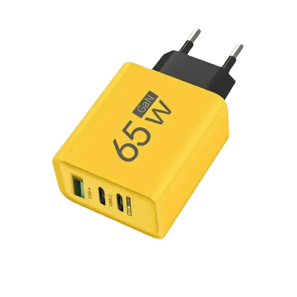 Yellow 65W GaN USB Charger Type C Adapter USB Charger by Cellphone 3C Store