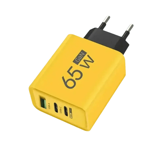 Yellow 65W GaN USB Charger Type C Adapter - GiFTiFY